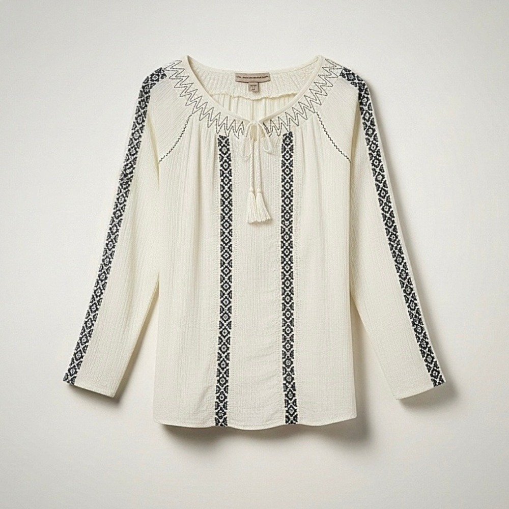 Nine West Vintage America Jeans Boho Top - Size Large